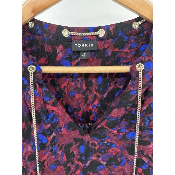 TORRID Women's Size 0 Gold Chain Link TANK CREPE ANIMAL Print Top Shirt Tank - Picture 2 of 7